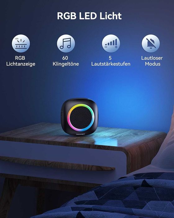 TECKNET безжичен звънец IP66 400 м с RGB индикация