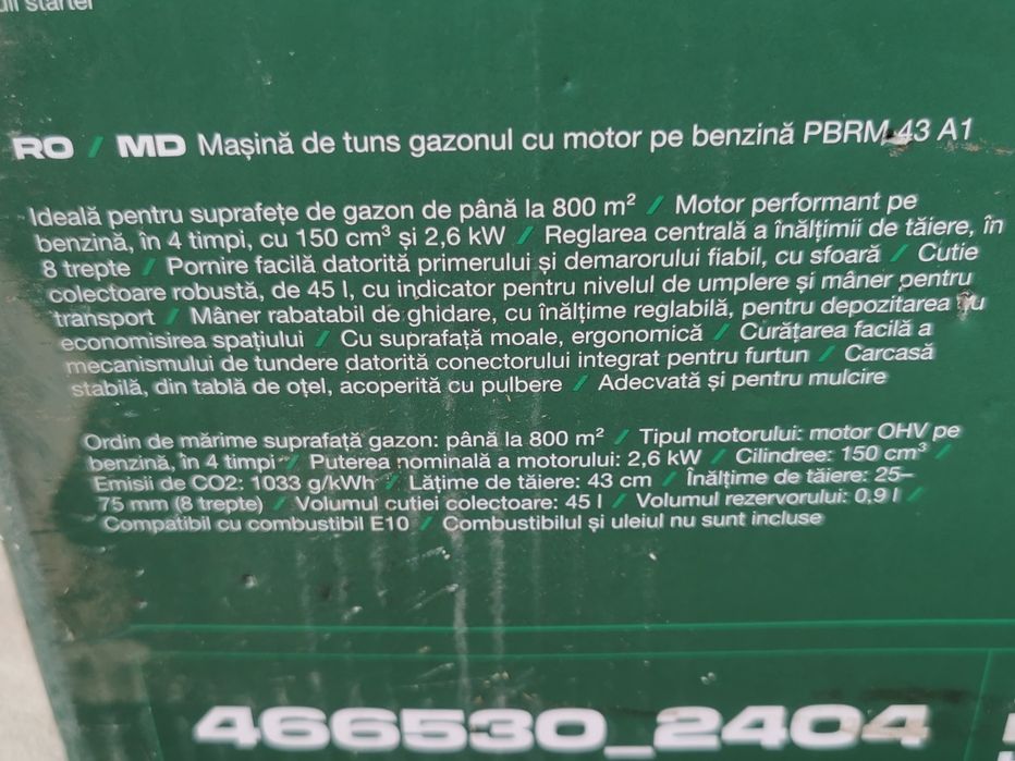 Mașină de tuns iarbă,benzină, patru timpi, Parkside,150 cm3, 2,6kw
