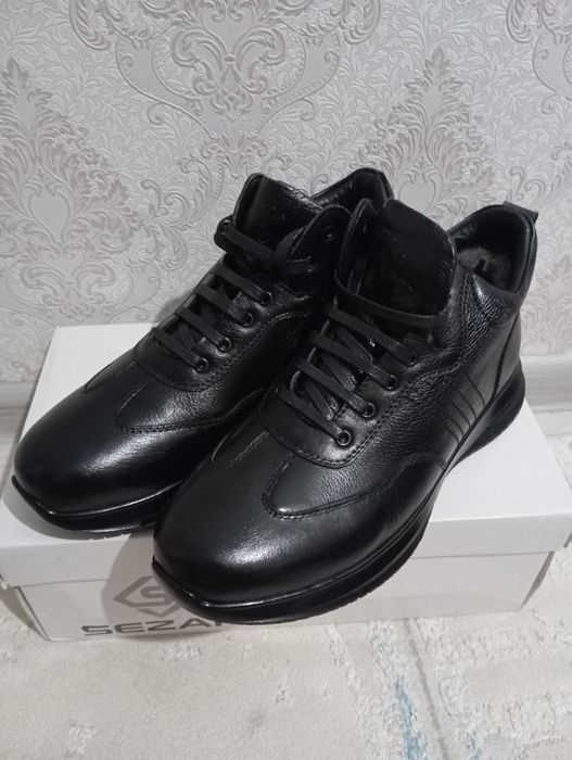 Кожа зимни ботинки