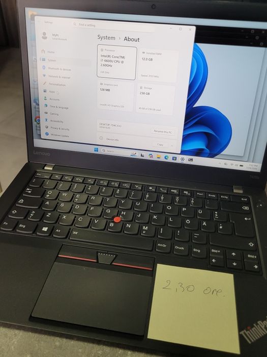 Lenovo thinkpad T470s cu procesor i7 -6600u