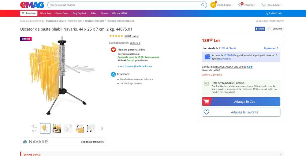 Uscator de paste pliabil, pana la 2kg paste, REDUS de la 140RON