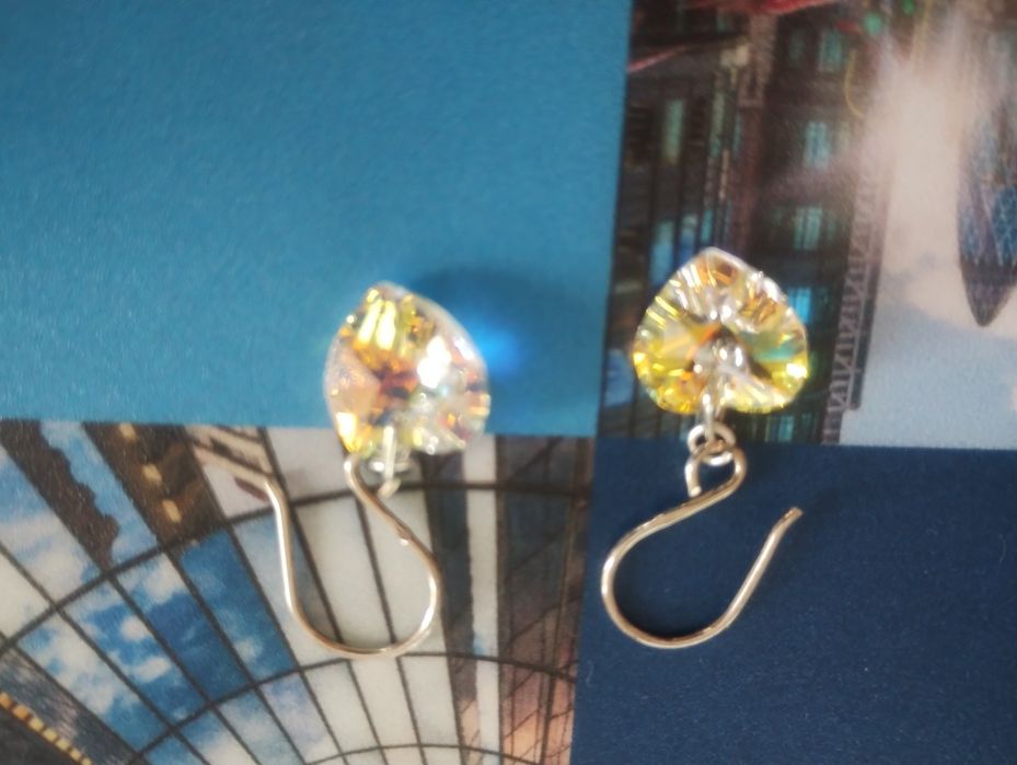 Обеци, кристални сърца 1см диаметър