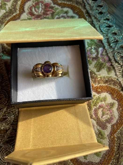 Superb inel din aur, stil Art Deco, 14 kt, ametist, Germania