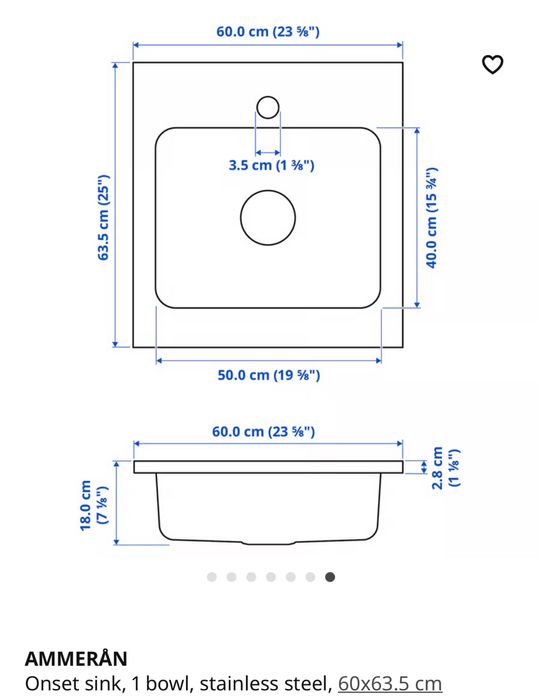 Chiuveta inox Ikea model Ammeram sigilata