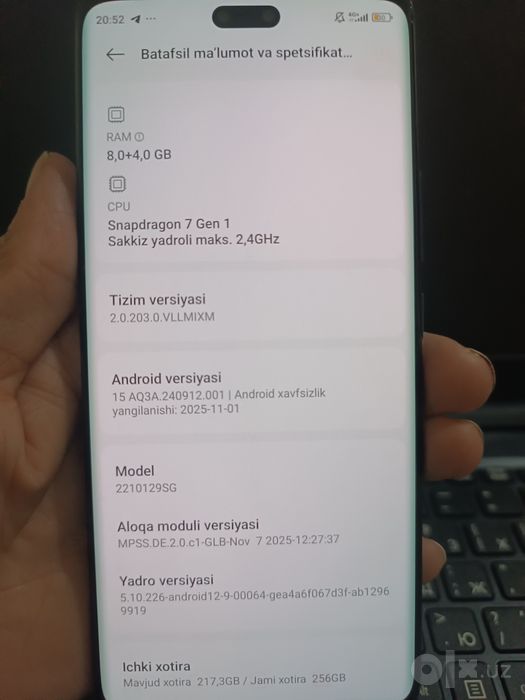 Xiomi 13 lite xolati ideal 8/256 ochilmagan karopka dakument bor