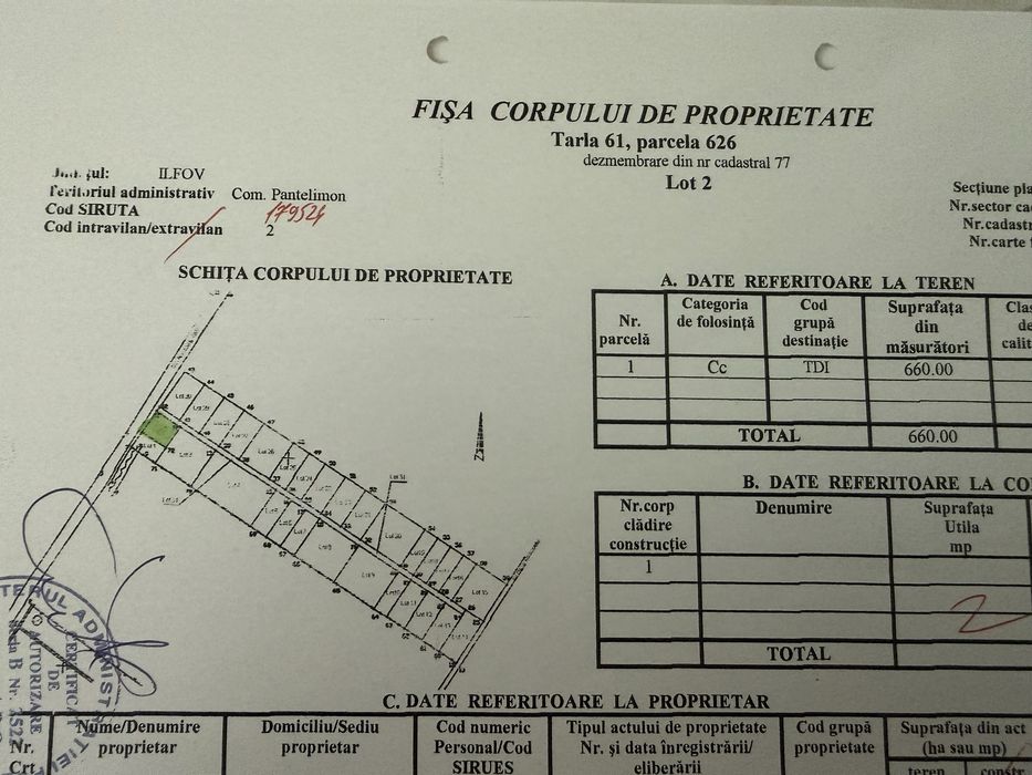Teren de inchiriat pantelimon Ilfov  660 m2