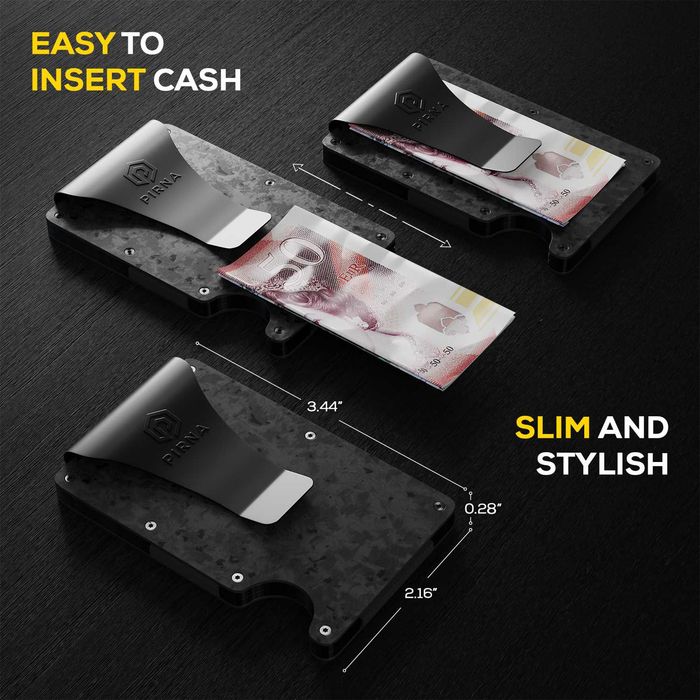Nou - Portofel fibra de carbon slim RFID blocking pana la 12 carduri cadou barbati