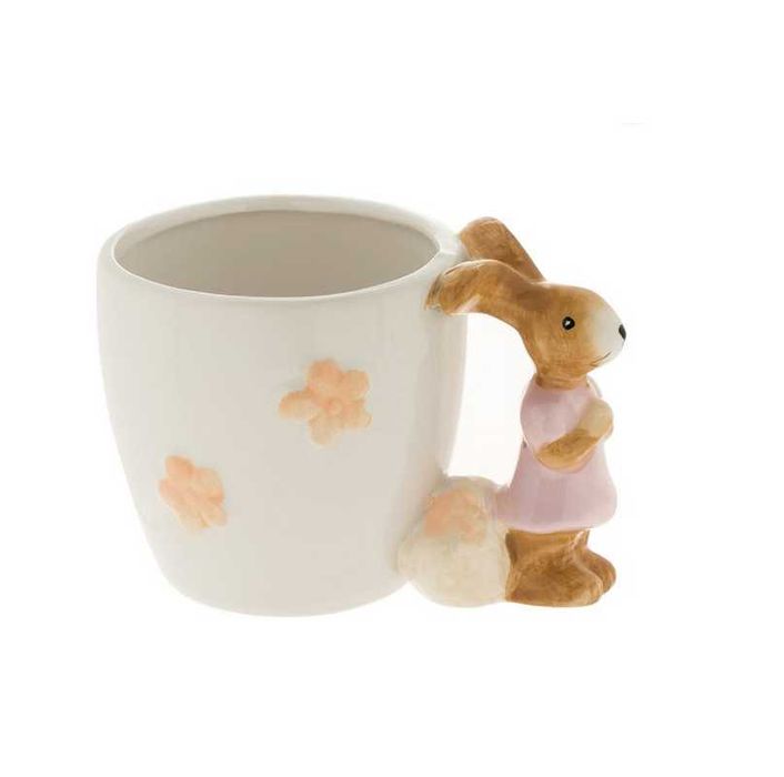 Великденска чаша Mercado Trade, Бяло зайче с дръжка, Два модела, Бяла