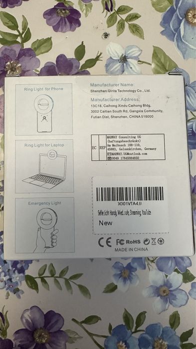Lumina selfie Qirita cu acumulator pt tel/tab/laptop noua sigilata