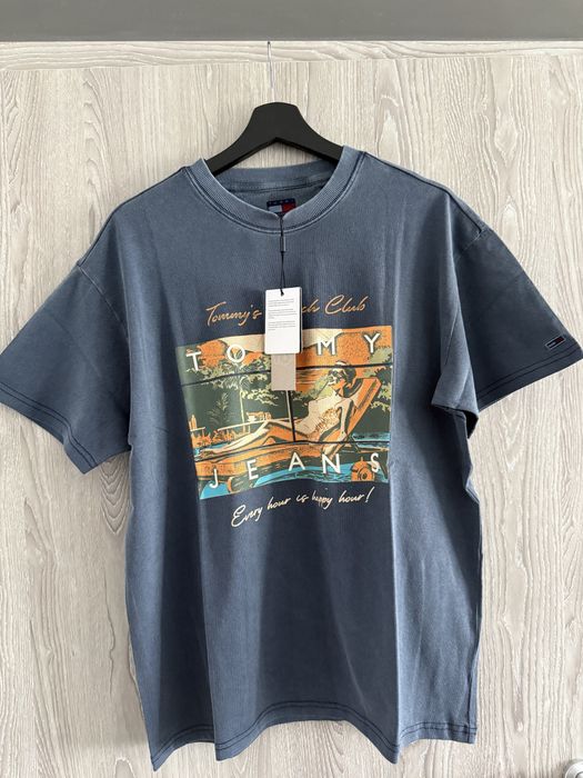 Tommy Jeans tricou unisex bleumarin model beach club marimea M nou