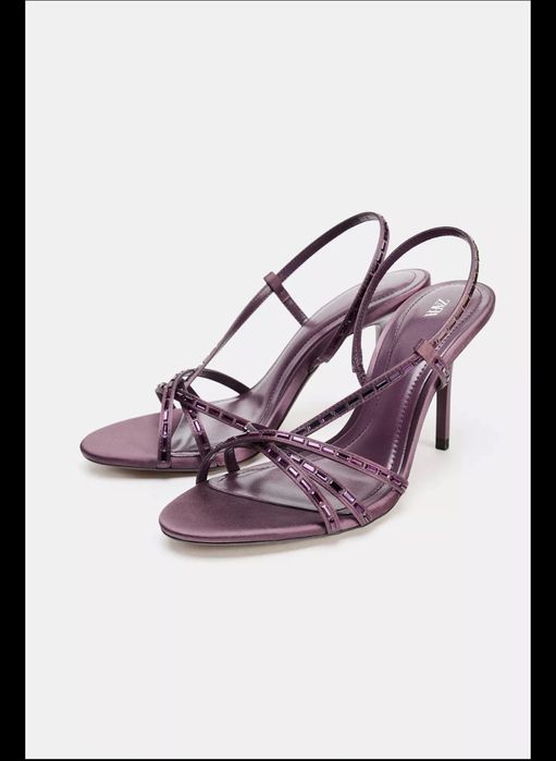 Zara бляскави сандали с ток