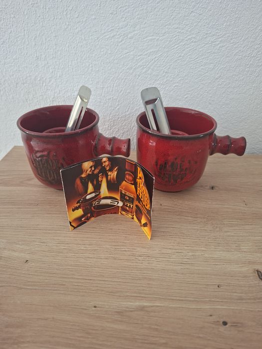 Set 2 vase ceramică roșie pentru vin fiert