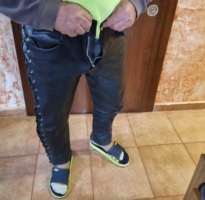 Мото екип естествена кожа яке, панталон, боти