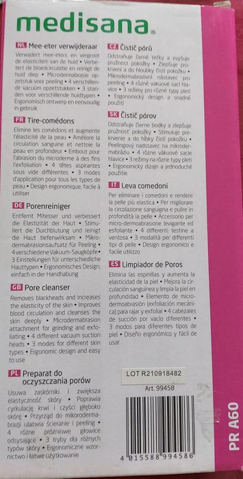 Aparat MEDISANA  cu vacuum pentru puncte negre, 4 trepte de absorbtie,