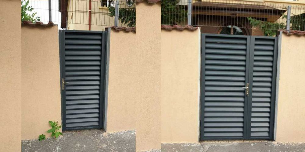 Garduri si porti din panouri stil jaluzele, sipca metalica, tabla cutata, plasa bordurata, fier forjat, BCA sau beton si alte modele disponibile