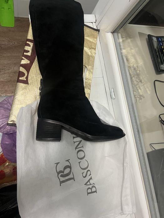 Сапоги замшевые черные