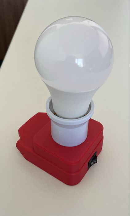 Преходник E27 за батерия Parkside 20V + LED крушка