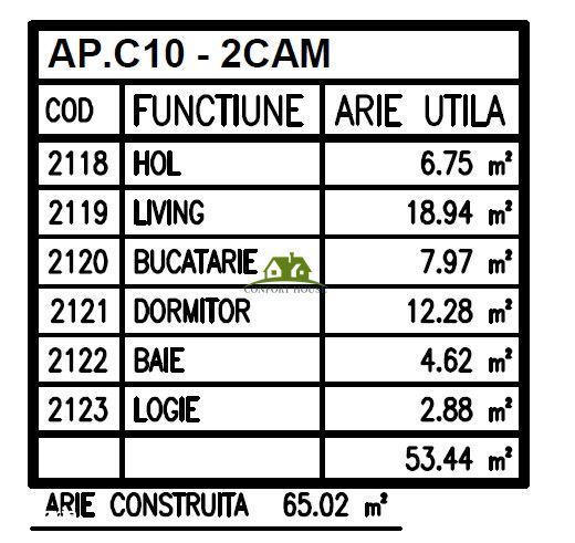 Apartament C10-2 Camere terasa-ET.1/3 in Bl.Nou Ostroveni