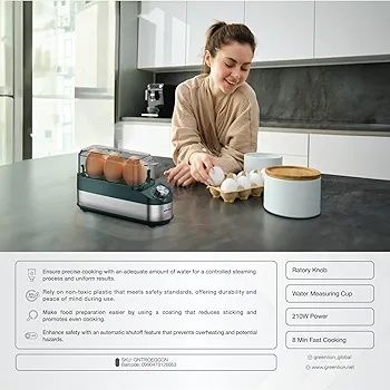 Яйцеварка Green Lion, вместимость 6 яйца, 400W, 230 Вт, компактный