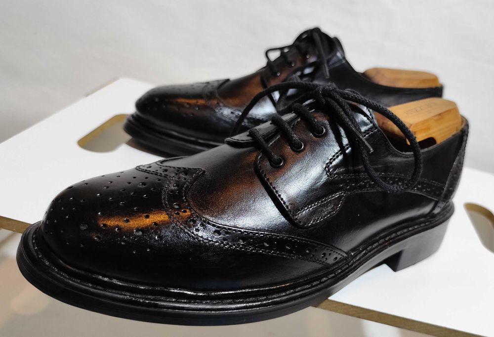 Pantofi derby 40.5 41 brogue Lavoratione Artigianale Ligie piele nat