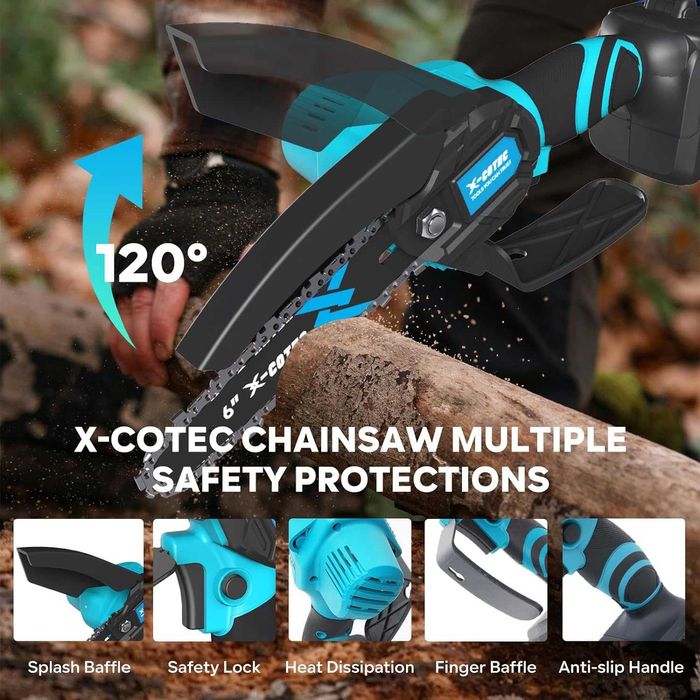 Mini Drujba Fierastrau electric cu lanț de 6 inch + 2x4000 mAh baterii