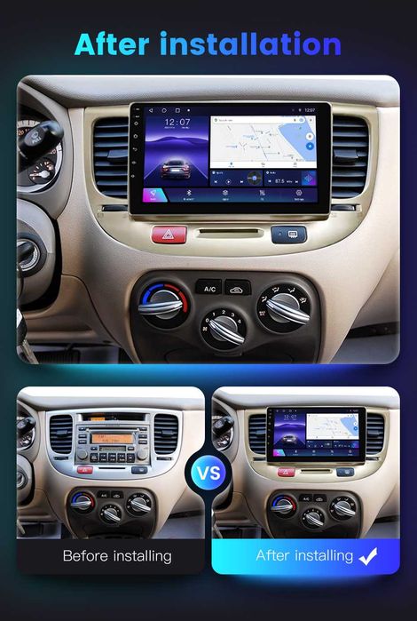 Navigatie Android 14 KIA Rio 2 2005-2011 1/8 Gb Waze CarPlay +CAMERA