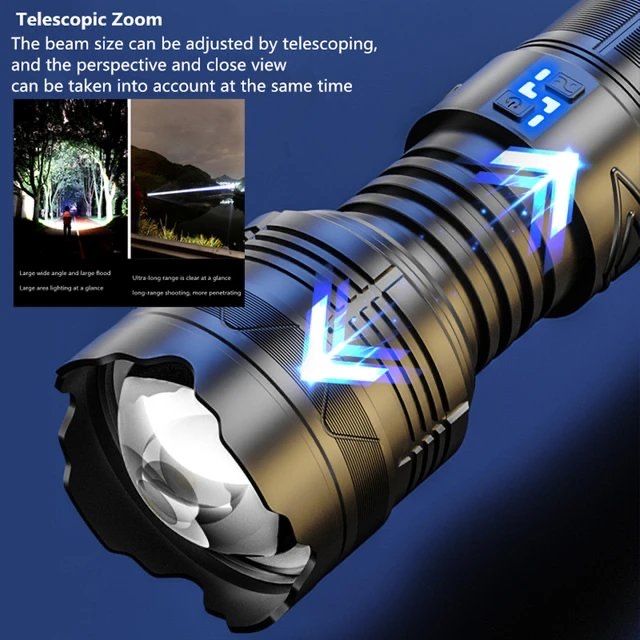 Led lanterna tactica profesionala 10000 lumeni zoom telescopic