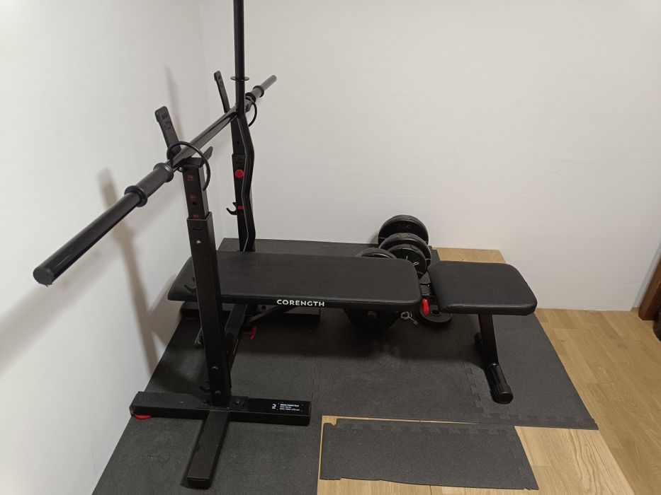 Bancă forță reglabilă + set haltere 38kg