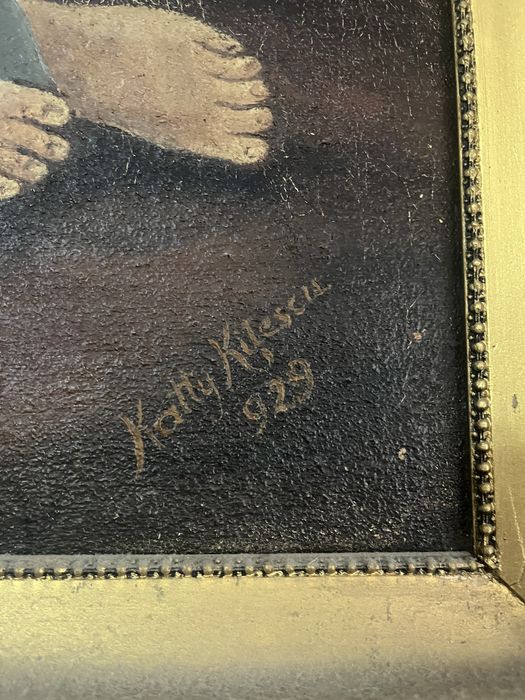 Tablou cu Maria Magdalena in pestera realizat de Katty Kițescu