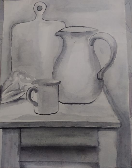 Натюрморт акварелью. В стиле гризайл