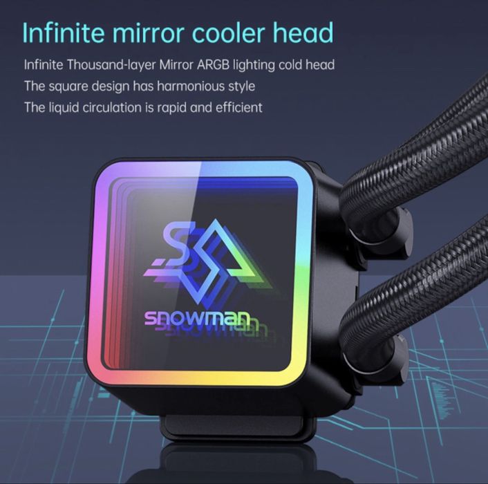 Cooler procesor SNOWMAN 360mm cu sistem de racire cu lichid, leduri controlate ARGB.