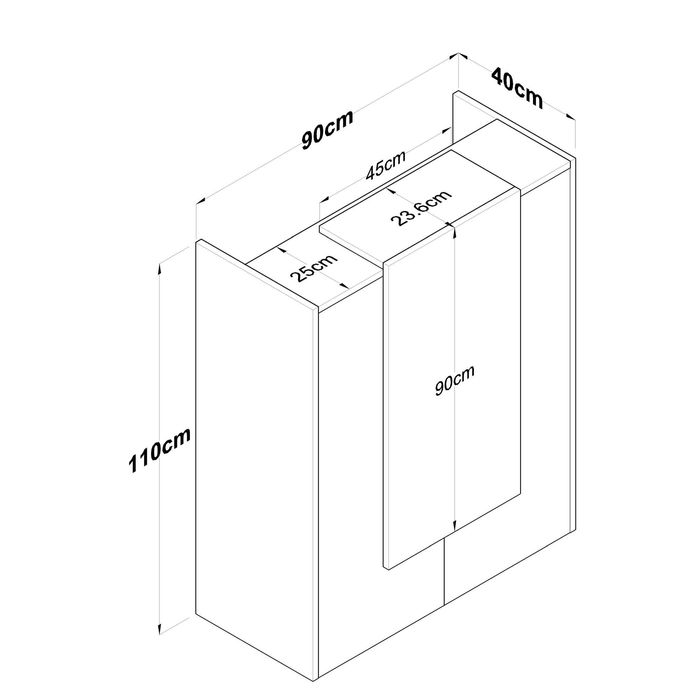 Рецепция Zowel, Натурален цвят + черен мрамор, 90x40x110cm -Промо цена