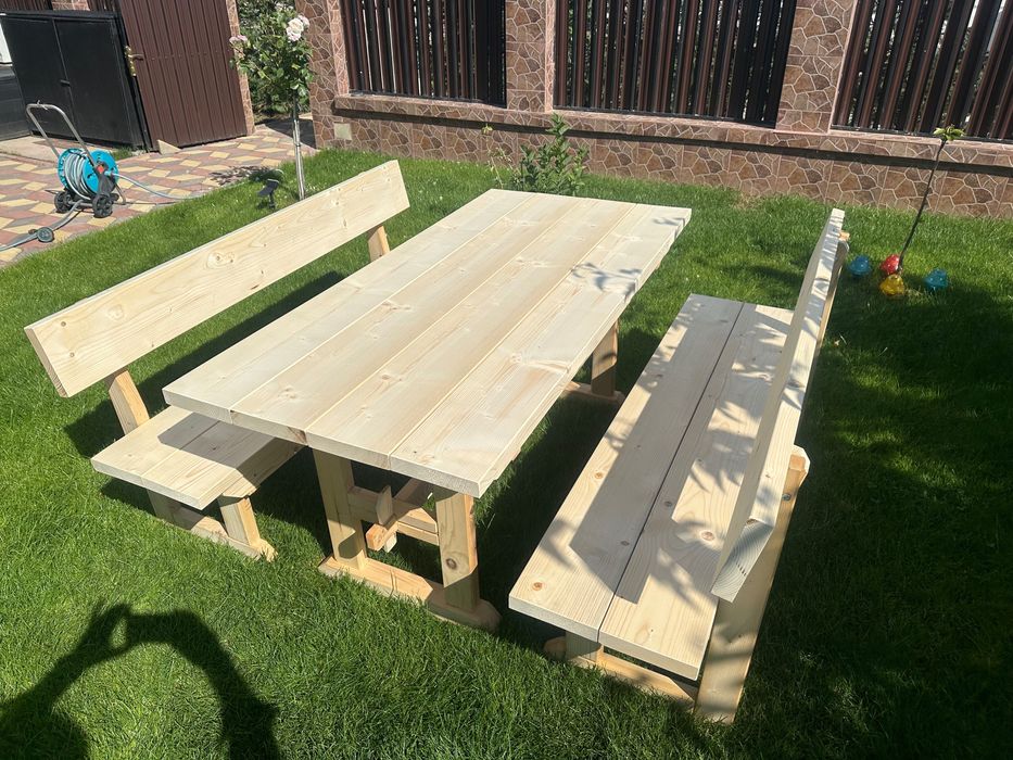 Set din lemn pentru grădină/ terasă/ foișor/ umbrar