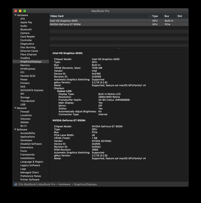 MacBook Pro (15-inch, Mid 2012) 2,6 GHz Intel Core i7, 8GB RAM, 512GB