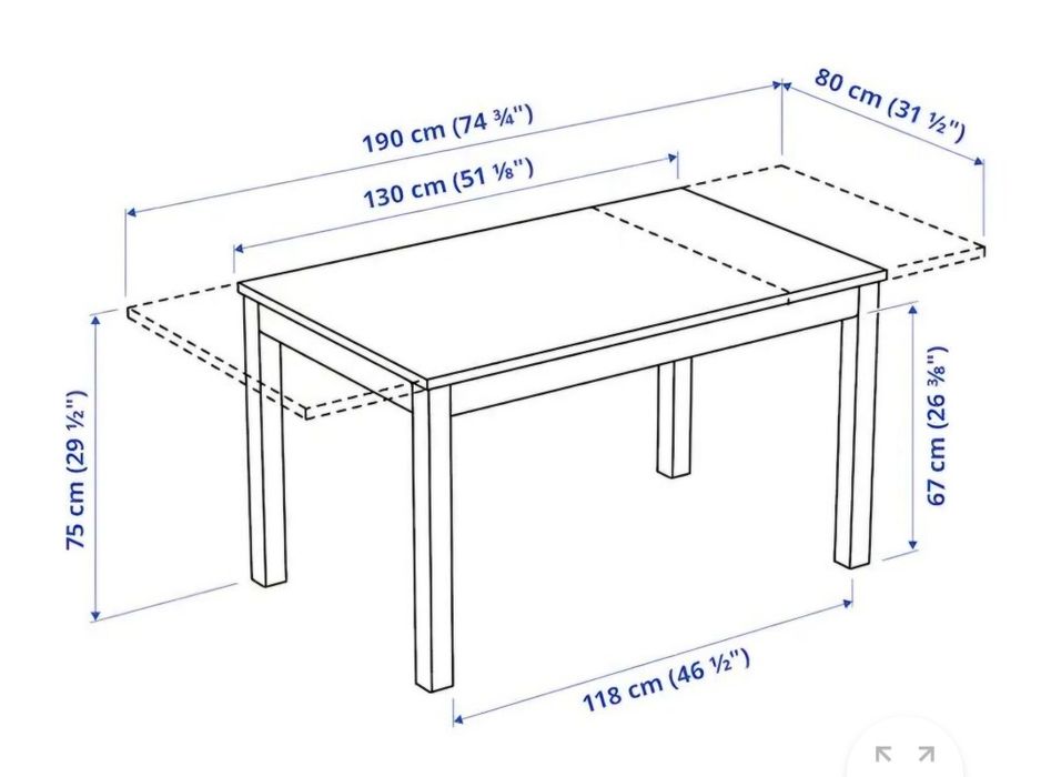 Set masa si 6 scaune Ikea Laneberg/Ekedalen 130/190x80cm