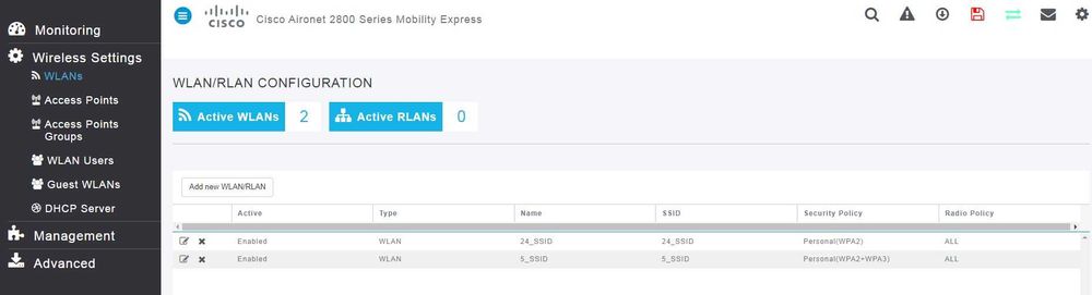 Cisco AIR - AP 2802I Mobility Express + AIR - CAP 3702I WLC