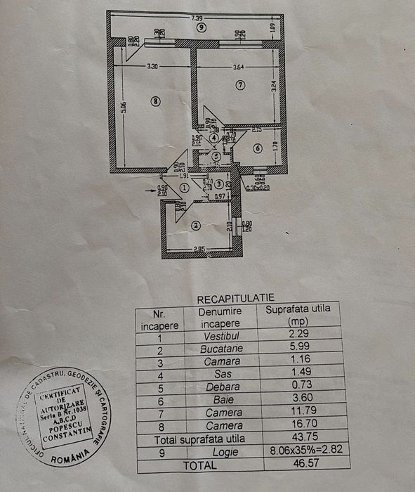 Inchiriere apartament 2 camere - Str. Căminului, Sector 2 (46.57 mp utili)