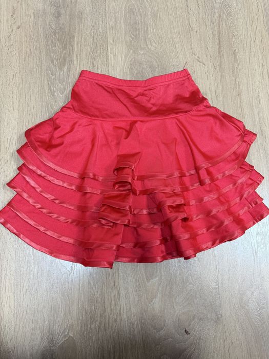 Червена пола за танци с волани Aita (Румба, ча ча, самба)