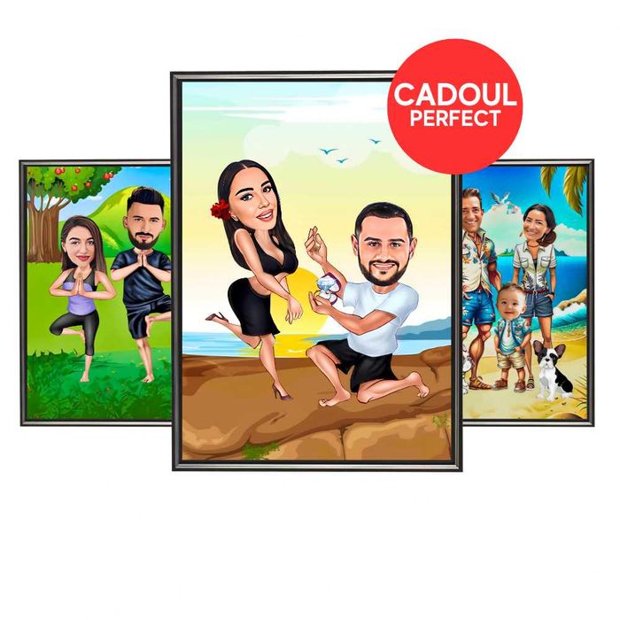 Tablouri Caricaturi Portrete la Comanda Cadou Femei Barbati Cuplu