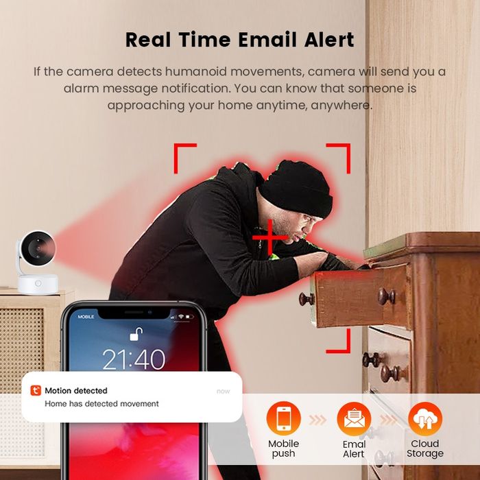 Tuya Smart 5MP WiFi IP PTZ 360° камера с бутон за интерком