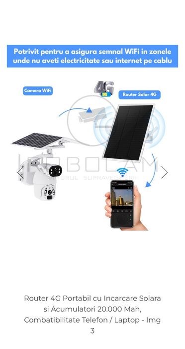 Router WiFi solar, baterie 25000 mAh, panou solar 15W, router WiFi