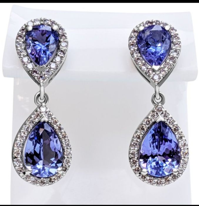 Cercei cu diamante și tanzanite