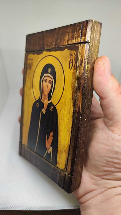 Икона на Богородица на Мълчанието – ръчна изработка, 10x15 см