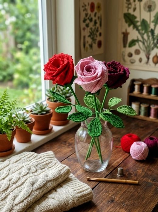 Плетени рози различни цветове
