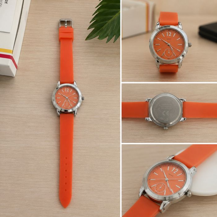 Ceas dama Avon portocaliu curea silicon Quartz ca nou