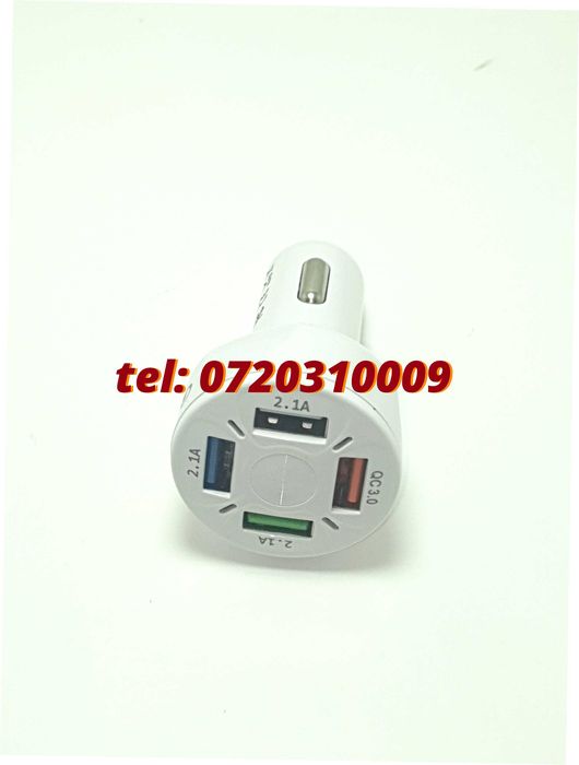 Incarcator Universal Masina Auto 4 Porturi Bricheta Usb Qc Fastcharge