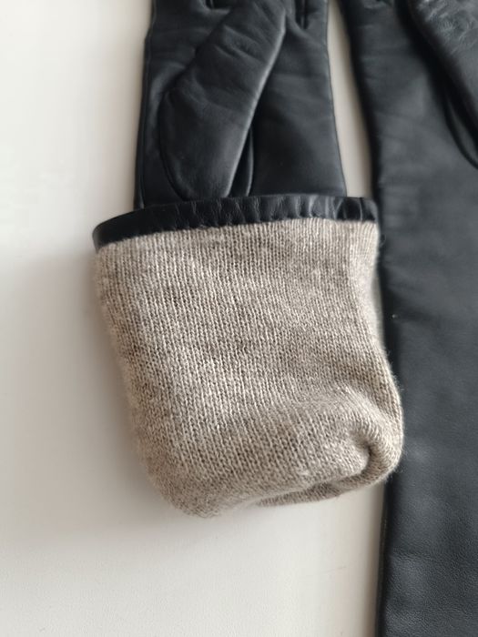 Кожаные женские перчатки до локтя