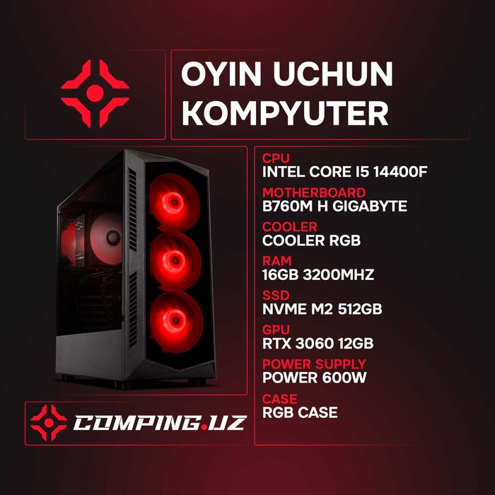 Intel I5 14400F / 16Gb 3200MHz / 512Gb NVMe / RTX 3060 12Gb