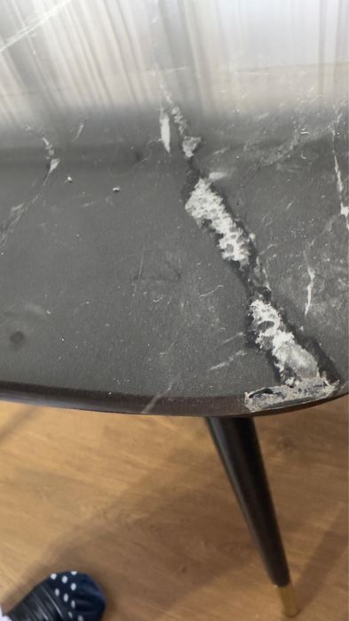 Masa CYRYL, negru cu efect de marmura, 140x80x75 cm