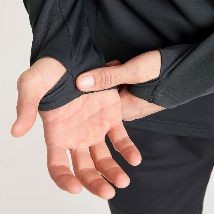 Горнище за футбол с 1/2 цип viralto club, тъмносиво/червено